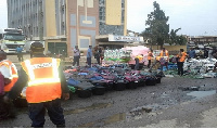 NADMO officials distributing relief items