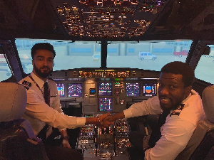 Bismarck Antwi-Danso (Right) is now a certified Airbus A320 Pilot