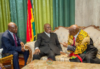 Speaker Bagbin confers with President Akufo-Addo (middle) and Majority Leader