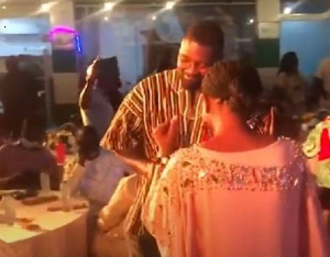 Ayawaso West Wuogon MP, Lydia Alhassan dancing with NDC's Parliamentary Candidate John Dumelo