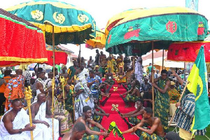 Osagyefuo Amoatia Ofori Panin Sitting in state at Begoro