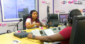 Nana Ama McBrown [L] speaking to Jessica on Citi FM