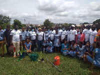 Students of Barekese SHS with school authorities after the exercise