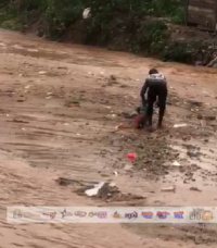 The scene of a flooded area in Kumasi