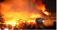 A massive mushrooming fireball engulfed lit up the sky after the explosion at Atomic Junction