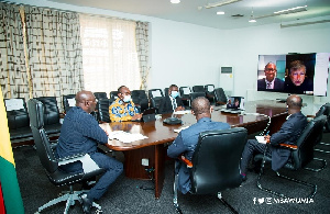 Vice Presiden Dr Mahamudu Bawumia and his team in a virtual meeting with Bill Gates