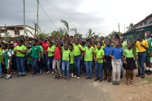 Students of the school attended a procession