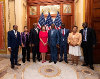 Ghana's Ambassador to the US in a group photograph with Speaker Pelosi, others