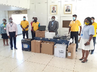 MTN Staff presenting the equipment to Noguchi