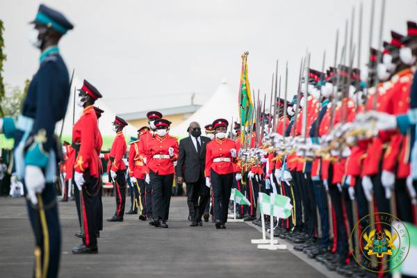 President Nana Addo Dankwa Akufo-Addo inspecting a guard of honour