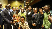 President Akufo-Addo with some students and staff of African Leadership University in Kigali, Rwanda