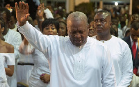 President John Dramani Mahama praying at thanksgiving service  File Photo