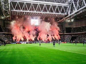 Djurgarden supporters' pyrotechnics disrupted the game, leading to a lengthy delay and suspension