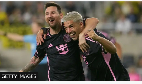 Lionel Messi (left) and Luis Suarez (right) both scored in the 3-2 win