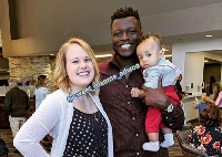 Yoofi Otabil with his wife and son