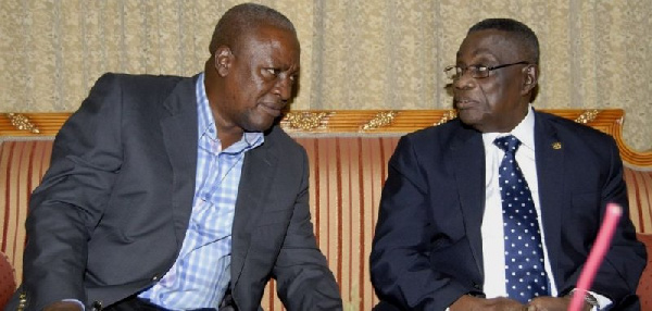 President John Mahama with his former boss the late Professor Mills