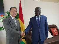 Japanese Ambassador, H.E. Tsutomu Himeno with Senior Minister, Hon. Yaw Osafo-Maafo