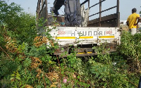 The truck ran into some pedestrians attempting to cross the road