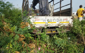 The truck ran into some pedestrians attempting to cross the road