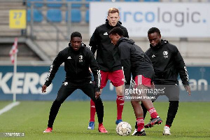 Christian Conteh during a training session with colleagues