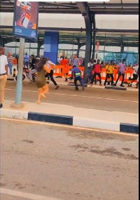 Lady attacking car park attendant at the Airport