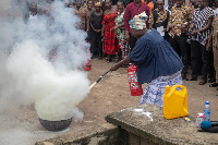 The market women were taught how to extinguish fire