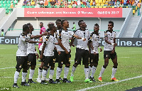 Black Stars jubilating on the pitch