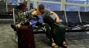 Travellers stranded at the airport after the global IT outage