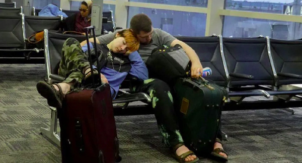 Travellers stranded at the airport after the global IT outage