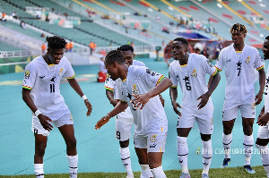 Black Meteors players celebrate a goal