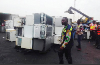 Some of the used refrigerators at the Tema Habour