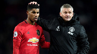 Marcus Rashford tare da kocinsa a Man United Ole Gunnar Solskjaer