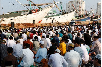 Some Muslims praying