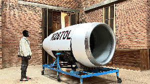 The jet engine on display at the Redclay Studio at Tamale