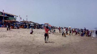 Some people enjoying at the titanic beach in Tema to climax the Easter festivities