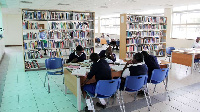 Students in a library