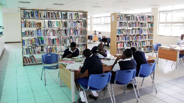 Students in a library