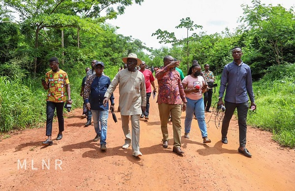 Deputy Lands Minister, Benito Owusu-Bio during the tour of the Achimota Forest