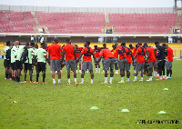 Black Stars players at a training session