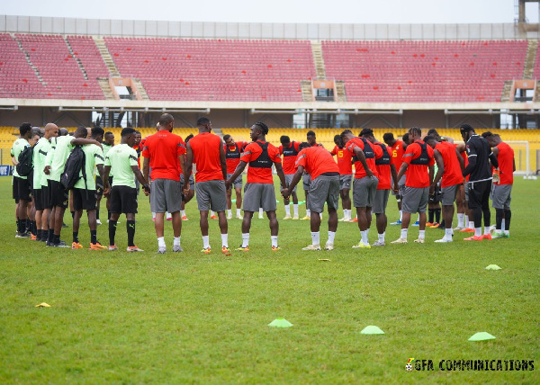 Black Stars players at a training session