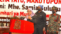 President Samia Suluhu Hassan speaking on Tuesday, December 28 at State House