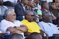 From left ex Jerry John Rawlings,Ex John Mahama(M) and John Agyekum Kufuor