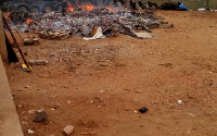 The joint taskforce demolished stalls on the pavement and burnt them