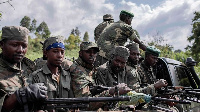 M23 soldiers leave Rumangabo camp after the meeting with EACRF officials in eastern DR Congo