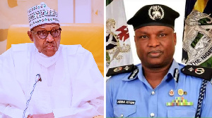 President Buhari (left) with embattled cop Abba Kyari