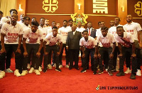 President Akufo-Addo with the Black Stars players and coaches