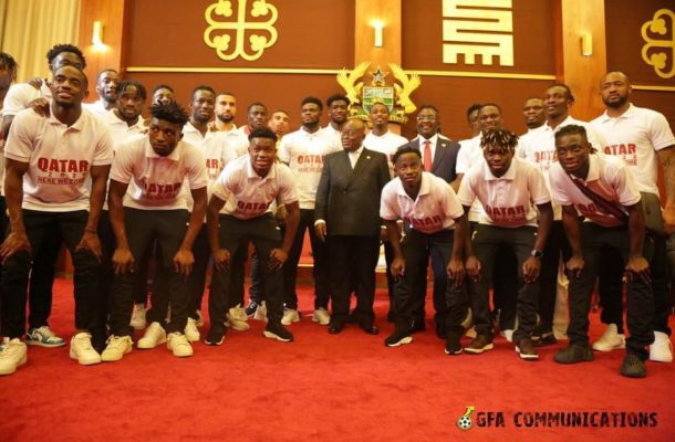 President Akufo-Addo with the Black Stars players and coaches