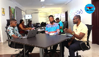 [L-R]: Host of the show Abrantepa with guests: Alexander Fifi Abaka and Daniel Oduro