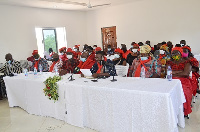 Nana Kwaku Offei, Spokesman for the Okoman council speaking at the meeting