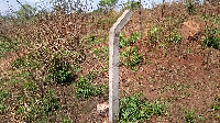 A pillar put up on the plot of land to serve as boundary